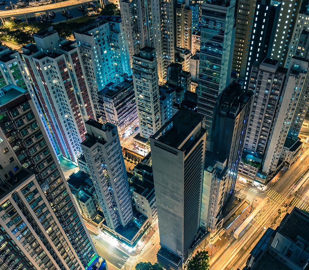 downtown Hong Kong at night